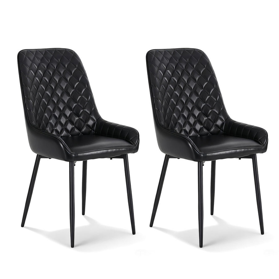 Artiss 2x Dining Chairs Retro PU Leather Kitchen Lounge Cafe Accent Chair Black