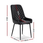 Artiss 2x Dining Chairs Retro PU Leather Kitchen Lounge Cafe Accent Chair Black