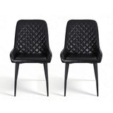 Artiss 2x Dining Chairs Retro PU Leather Kitchen Lounge Cafe Accent Chair Black - Side View