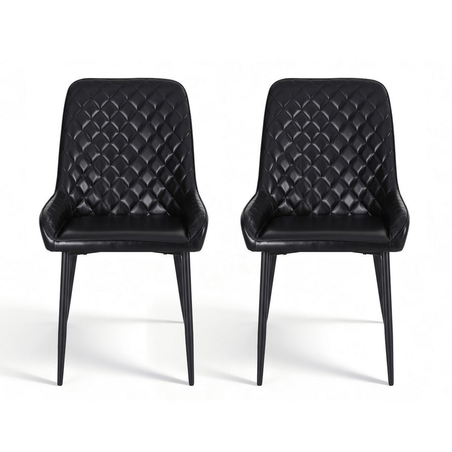 Artiss 2x Dining Chairs Retro PU Leather Kitchen Lounge Cafe Accent Chair Black