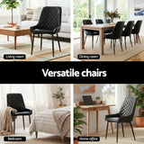 Artiss 2x Dining Chairs Retro PU Leather Kitchen Lounge Cafe Accent Chair Black - 45-Degree Angle