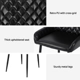 Artiss 2x Dining Chairs Retro PU Leather Kitchen Lounge Cafe Accent Chair Black - Rear View