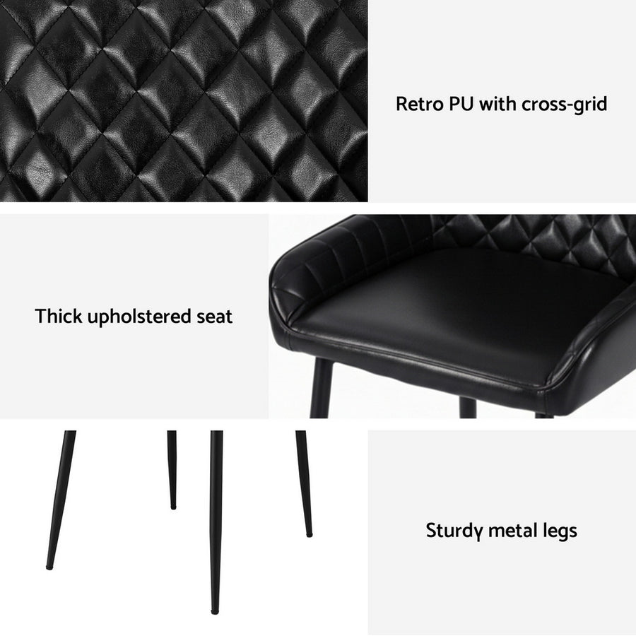 Artiss 2x Dining Chairs Retro PU Leather Kitchen Lounge Cafe Accent Chair Black