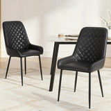 Artiss 2x Dining Chairs Retro PU Leather Kitchen Lounge Cafe Accent Chair Black - Close-Up Angle