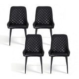 Artiss 4x Dining Chairs Retro PU Leather Kitchen Lounge Cafe Accent Chair Black - Side View