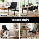 Artiss 4x Dining Chairs Retro PU Leather Kitchen Lounge Cafe Accent Chair Black - 45-Degree Angle