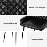 Artiss 4x Dining Chairs Retro PU Leather Kitchen Lounge Cafe Accent Chair Black - Rear View
