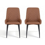 Artiss 2x Dining Chairs Retro PU Leather Kitchen Lounge Cafe Accent Chair Brown - Side View