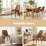 Artiss 2x Dining Chairs Retro PU Leather Kitchen Lounge Cafe Accent Chair Brown - 45-Degree Angle