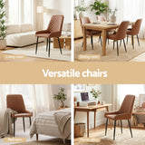 Artiss 4x Dining Chairs Retro PU Leather Kitchen Lounge Cafe Accent Chair Brown - 45-Degree Angle