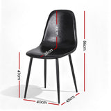 Artiss 2x Dining Chairs Retro PU Leather Kitchen Lounge Cafe Accent Chair Black - Front View