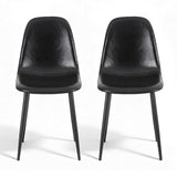 Artiss 2x Dining Chairs Retro PU Leather Kitchen Lounge Cafe Accent Chair Black - Side View