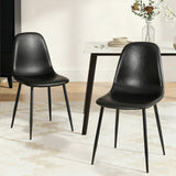 Artiss 2x Dining Chairs Retro PU Leather Kitchen Lounge Cafe Accent Chair Black - Close-Up Angle