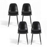 Artiss 4x Dining Chairs Retro PU Leather Kitchen Lounge Cafe Accent Chair Black - Side View