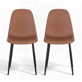 Artiss 2x Dining Chairs Retro PU Leather Kitchen Lounge Cafe Accent Chair Brown - Side View