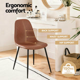 Artiss 2x Dining Chairs Retro PU Leather Kitchen Lounge Cafe Accent Chair Brown - Top-Down View