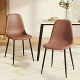 Artiss 2x Dining Chairs Retro PU Leather Kitchen Lounge Cafe Accent Chair Brown - Close-Up Angle