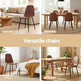 Artiss 4x Dining Chairs Retro PU Leather Kitchen Lounge Cafe Accent Chair Brown - 45-Degree Angle