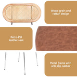 Artiss 2x Dining Chairs PU Leather Rattan Kitchen Lounge Cafe Accent Chair Brown - Rear View