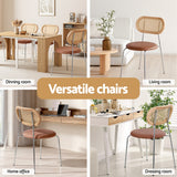 Artiss 4x Dining Chairs PU Leather Rattan Kitchen Lounge Cafe Accent Chair Brown - 45-Degree Angle