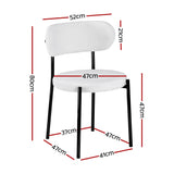 Artiss Dining Chairs Set of 2 Sherpa Boucle White - Front View