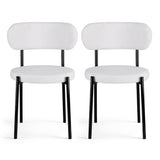 Artiss Dining Chairs Set of 2 Sherpa Boucle White - Side View