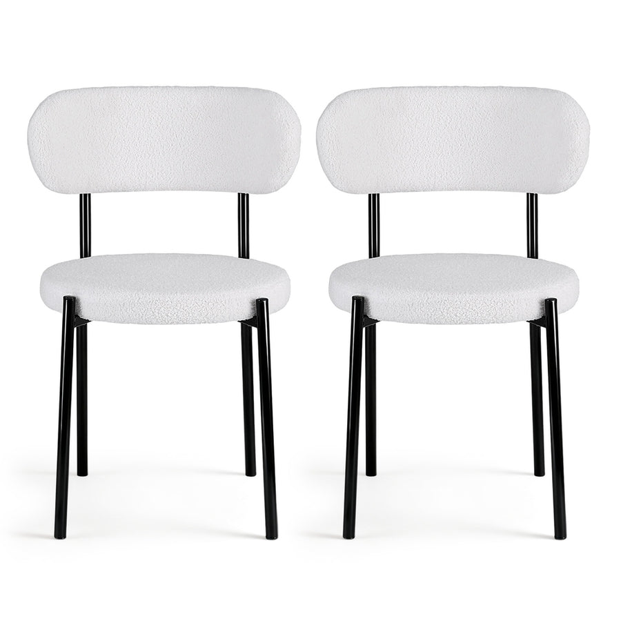 Artiss Dining Chairs Set of 2 Sherpa Boucle White