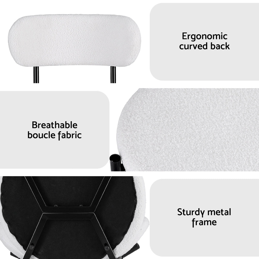 Artiss Dining Chairs Set of 2 Sherpa Boucle White