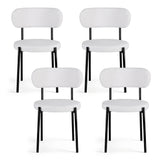Artiss Dining Chairs Set of 4 Sherpa Boucle White - Side View