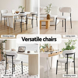 Artiss Dining Chairs Set of 4 Sherpa Boucle White - 45-Degree Angle