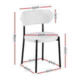 Artiss Dining Chairs Set of 6 Sherpa Boucle White - Front View