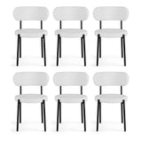 Artiss Dining Chairs Set of 6 Sherpa Boucle White - Side View