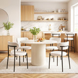 Artiss Dining Chairs Set of 6 Sherpa Boucle White - Top-Down View