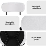 Artiss Dining Chairs Set of 6 Sherpa Boucle White - Close-Up Angle