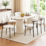 Artiss Dining Chairs Set of 6 Sherpa Boucle White - Extra Image