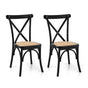 Artiss 2x Dining Chairs Rattan Wooden Kitchen Accent Chair Cafe Lounge Rubber Wood