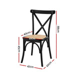 Artiss 2x Dining Chairs Rattan Wooden Kitchen Accent Chair Cafe Lounge Rubber Wood