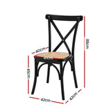 Artiss 4x Dining Chairs Rattan Wooden Kitchen Accent Chair Cafe Lounge Rubber Wood - Front View