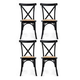 Artiss 4x Dining Chairs Rattan Wooden Kitchen Accent Chair Cafe Lounge Rubber Wood - Side View