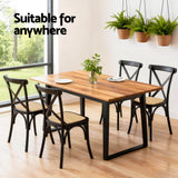 Artiss 4x Dining Chairs Rattan Wooden Kitchen Accent Chair Cafe Lounge Rubber Wood - 45-Degree Angle