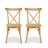 Artiss 2x Dining Chairs Rattan Wooden Kitchen Accent Chair Cafe Lounge Rubber Wood - Side View
