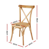 Artiss 4x Dining Chairs Rattan Wooden Kitchen Accent Chair Cafe Lounge Rubber Wood - Front View