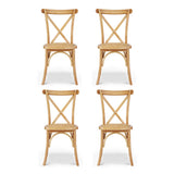 Artiss 4x Dining Chairs Rattan Wooden Kitchen Accent Chair Cafe Lounge Rubber Wood - Side View