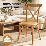 Artiss 4x Dining Chairs Rattan Wooden Kitchen Accent Chair Cafe Lounge Rubber Wood - Top-Down View
