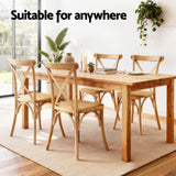 Artiss 4x Dining Chairs Rattan Wooden Kitchen Accent Chair Cafe Lounge Rubber Wood - 45-Degree Angle