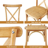 Artiss 4x Dining Chairs Rattan Wooden Kitchen Accent Chair Cafe Lounge Rubber Wood - Rear View