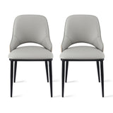 Artiss 2x Dining Chairs Hollow PU Leather Kitchen Lounge Cafe Accent Chair Grey - Side View