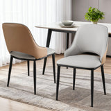 Artiss 2x Dining Chairs Hollow PU Leather Kitchen Lounge Cafe Accent Chair Grey - Close-Up Angle