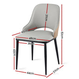 Artiss 4x Dining Chairs Hollow PU Leather Kitchen Lounge Cafe Accent Chair Grey - Front View