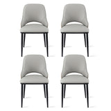 Artiss 4x Dining Chairs Hollow PU Leather Kitchen Lounge Cafe Accent Chair Grey - Side View